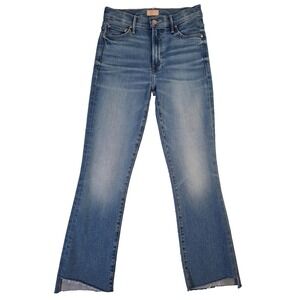 Mother Jeans Womens 26 Light Blue The Insider Crop Step Fray Kick Flare Raw Hem